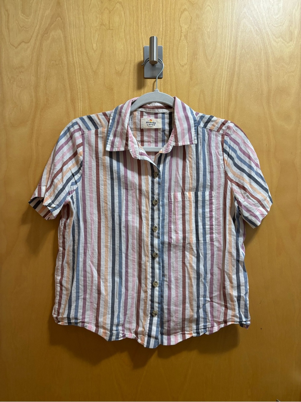 Marine Layer Colorful Striped Short Sleeve Button Down